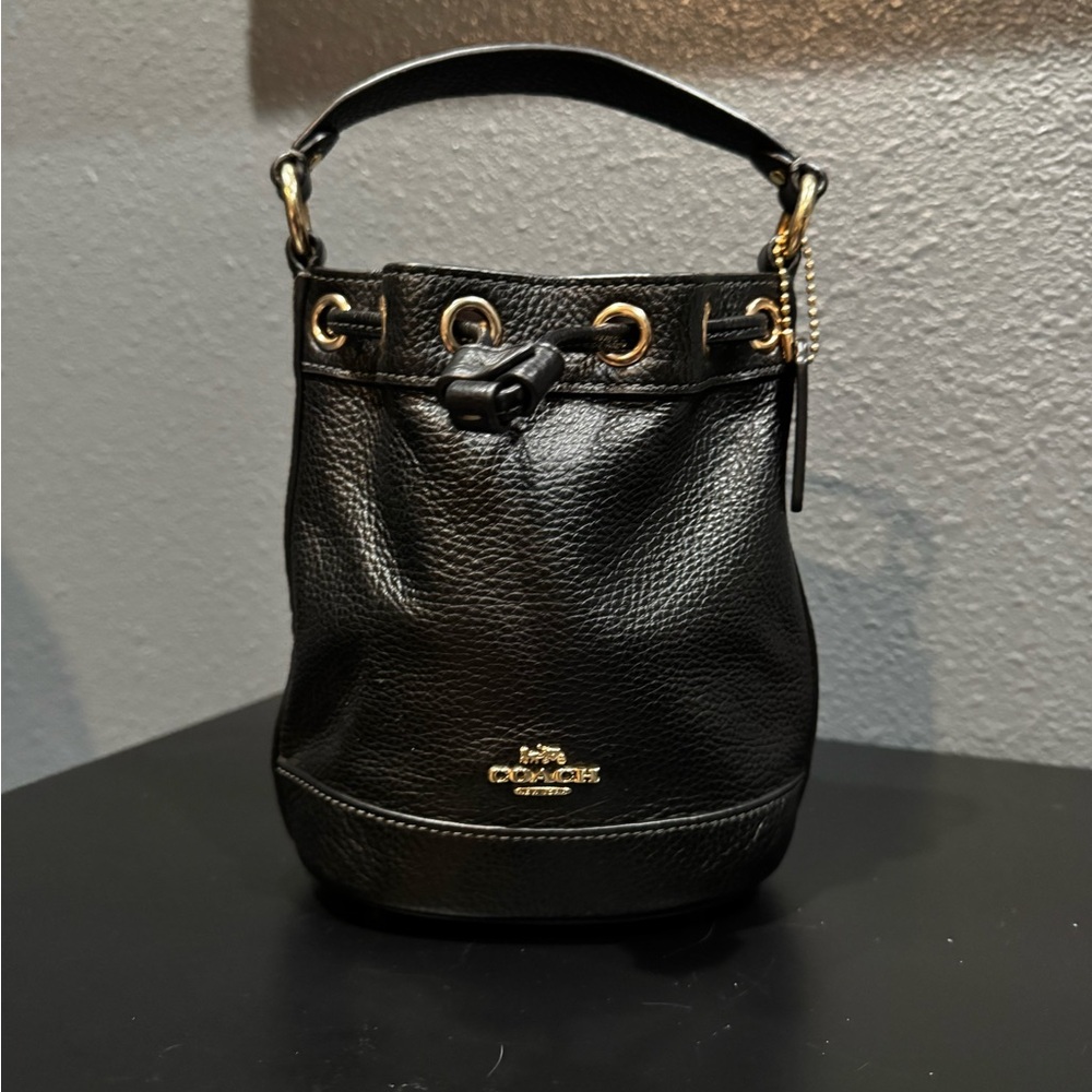 Coach Black Leather Mini Bucket Bag